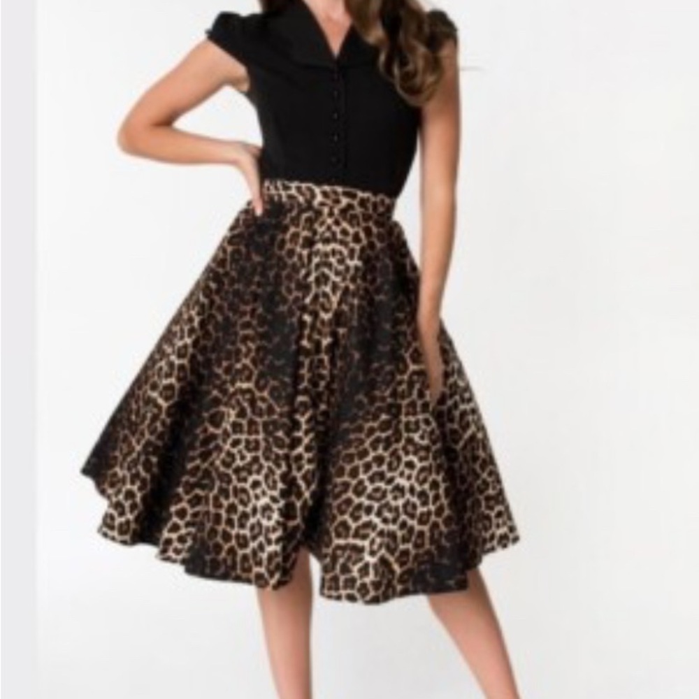 Hell Bunny Panthers Leopard Print Skirt